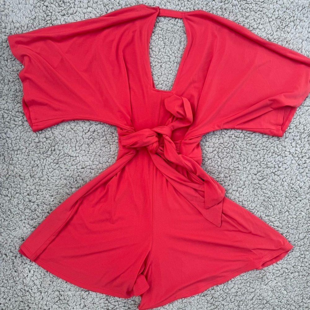 Express Red V-Neck Romper - Picture 5 of 7